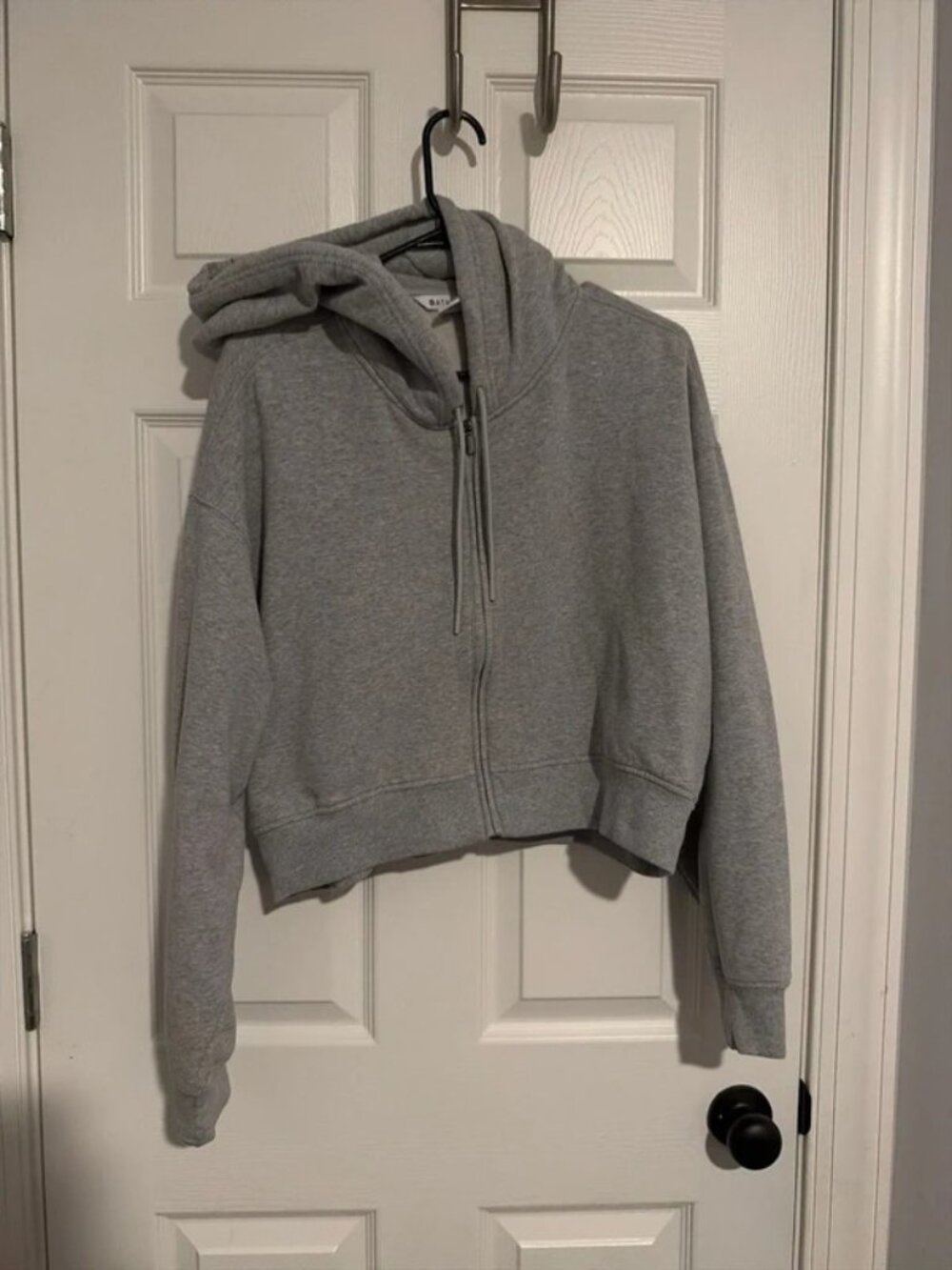 Women's Gray Fleece Cropped Zip-Up Hoodie Size L